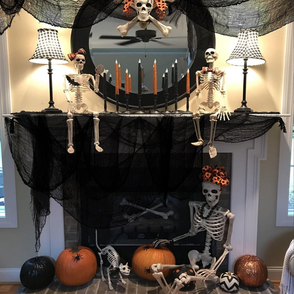 CQHVKQ 5 Pack of Halloween Creepy Gauze Cloth Decoration Set, Indoor Outdoor Black Scary Halloween Gauze Tapestry Decor, Spooky Decorations for Home, Yard, Haunted House & Party Supplies, 72" x 30"
