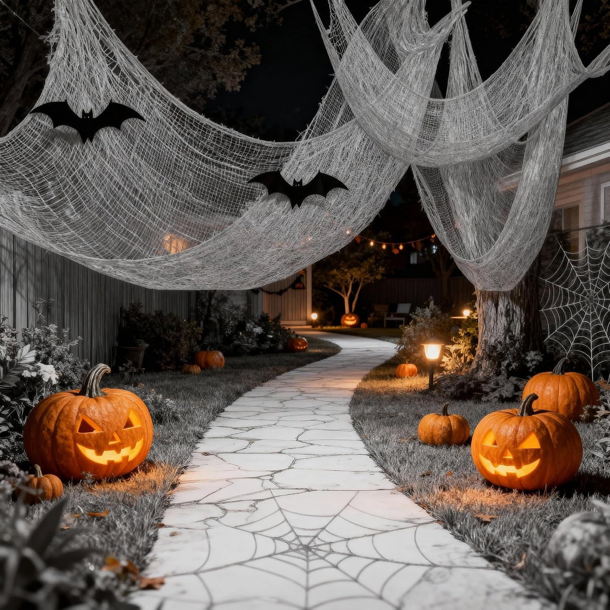 CQHVKQ 5 Pack of Halloween Creepy Gauze Cloth Decoration Set, Indoor Outdoor Black Scary Halloween Gauze Tapestry Decor, Spooky Decorations for Home, Yard, Haunted House & Party Supplies, 72" x 30"