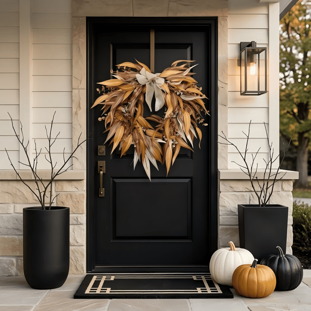 20" Fall Thanksgiving Wreath for Front Door - Artificial Harvest Autumn Foliage Wreath with Bow, Halloween Rustic Farmhouse Wall & Mantle Holiday Decor for Indoor Outdoor
