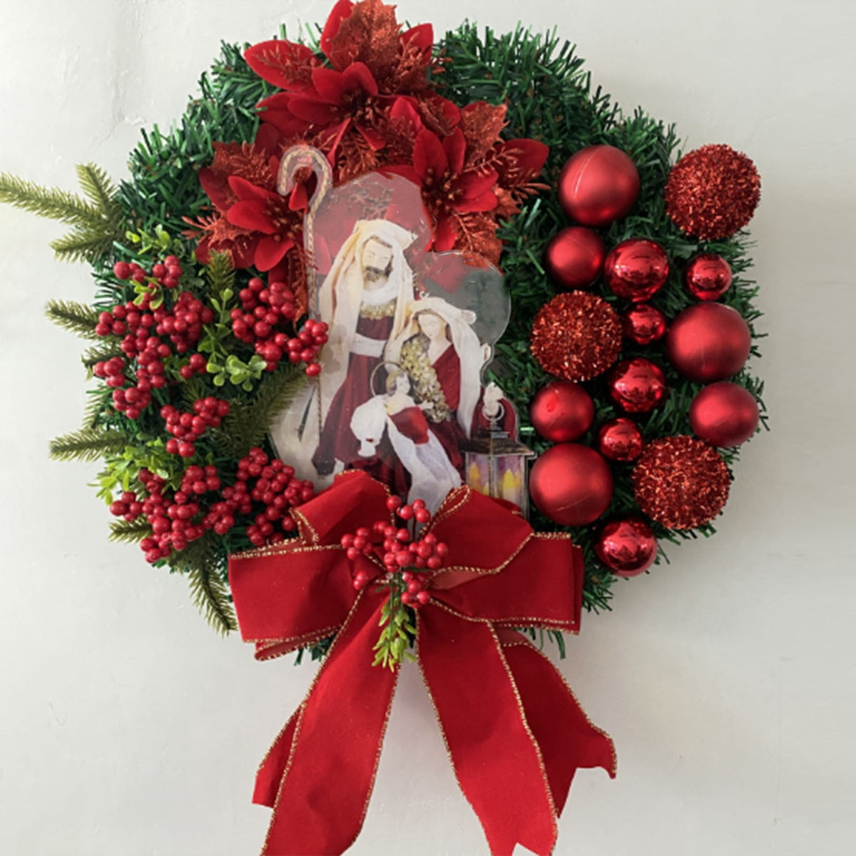 TNDBKQWR Christmas Wreath Decoration Wreath with Bow, 16 Inch Artificial Wreaths for Front Door, Christmas Decorations Halloween Decor Door