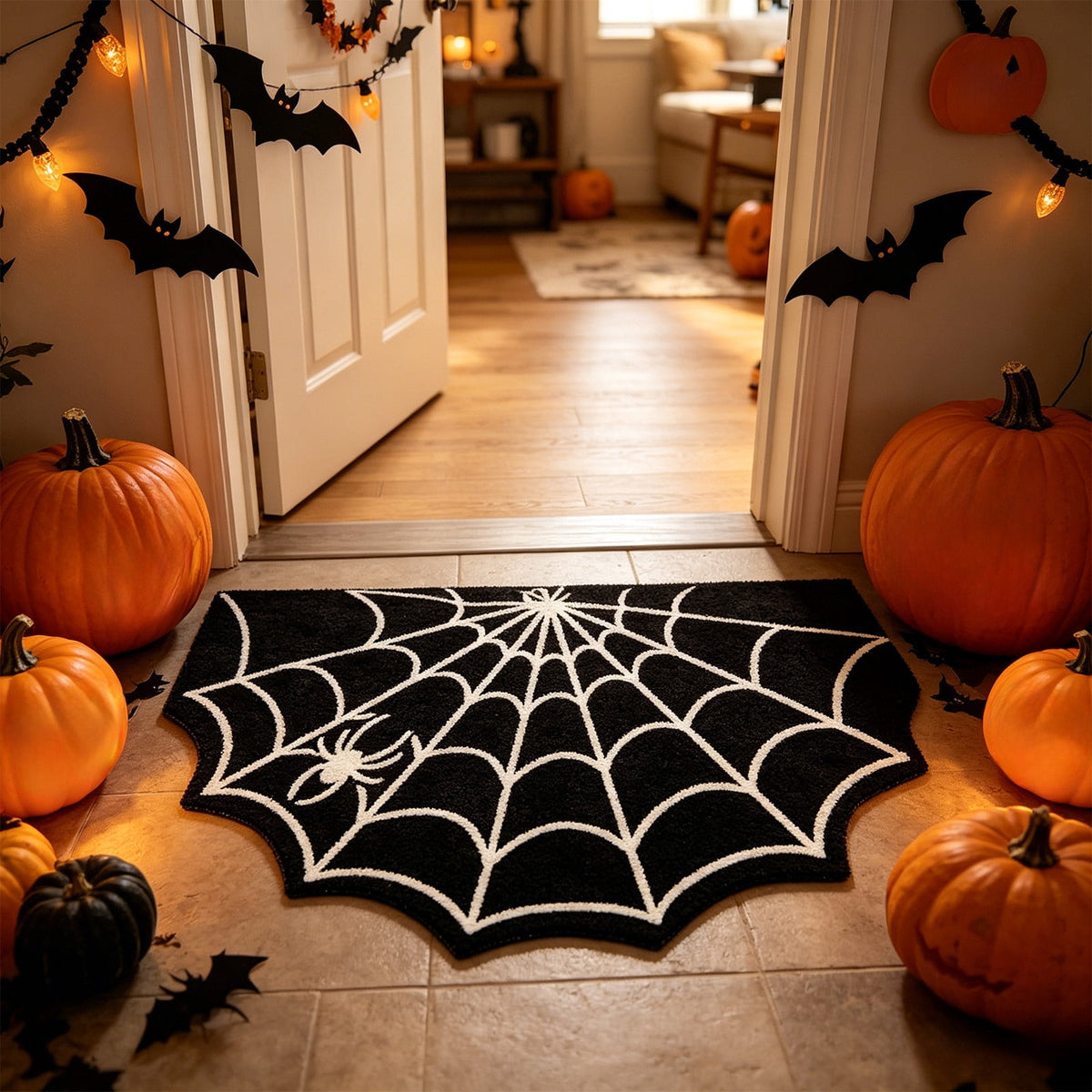 Halloween Decor White Ghost Rug 24x16 inches, Handmade Tufted Fluffy Aesthetic Area Rugs, Cute Soft Cool Non Slip Floor Carpet Bath mat, Living Room, Bathroom, playroom, Kitchen
