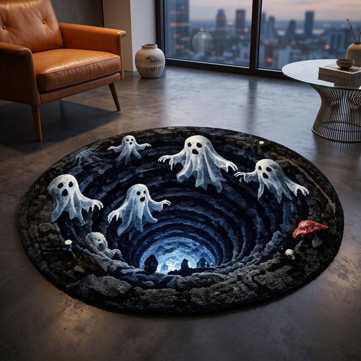 Halloween Dog Door Mat 16x24", Golden Retriever Ghost Pumpkin Welcome Rug for Porch, Halloween Outdoor Decorations