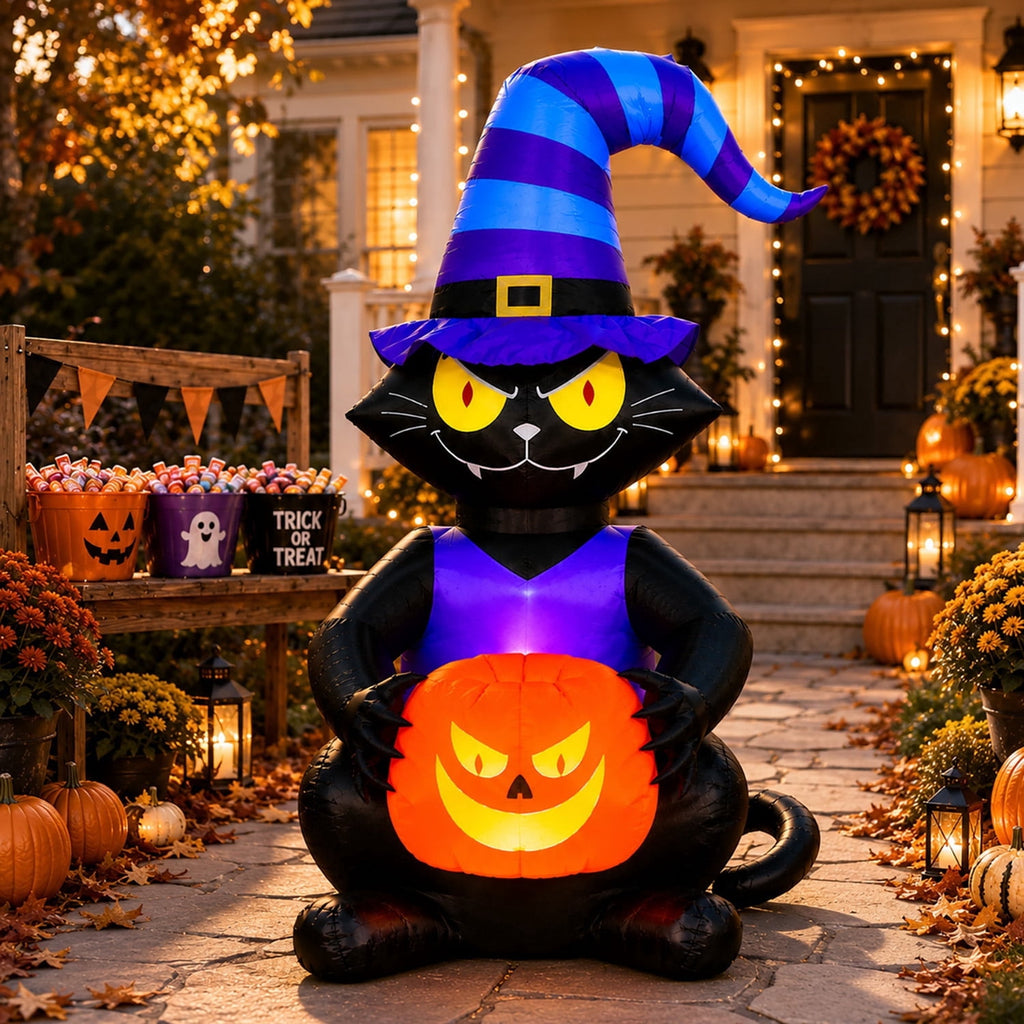 Toiyjofe 8ft Halloween Inflatable Skeleton Tree with LED Lights, Spooky Lighted Outdoor Yard Decoration with Grim Reaper & Pumpkins