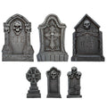 Tombstones Skulls Decoration Set, Gray, 6 Pieces, Halloween by Way To Celebrate