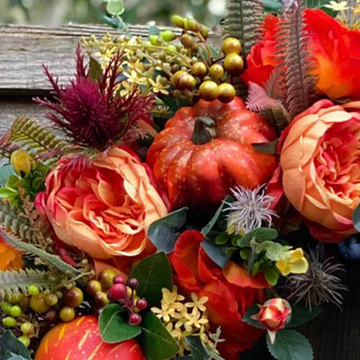 EWSFHUI Peony and Pumpkin Wreath for Front Door - Farmhouse Decor with Maple Leaves,Berries,and Pinecones for Fall,Thanksgiving,Halloween,and Seasonal Displays
