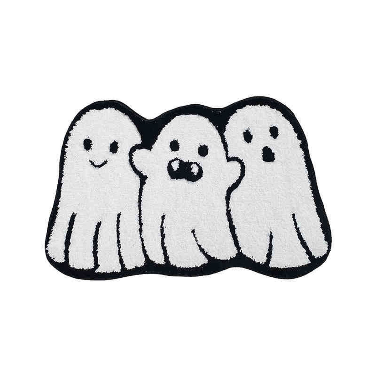 Halloween Bath Mat Ghost Multicolor Irregular Mat 27.56x17.72in Polyester Skidproof & Absorbent for Bathroom Entryway Living Room Halloween Door Mat by MPOISVA