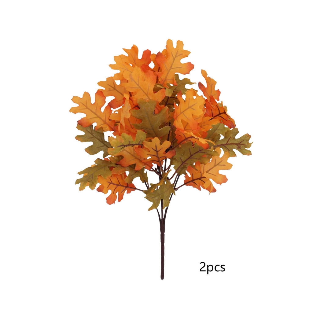 SPOORYYO 2Pcs Fall Maple Leaves Stems for Vase, Artificial Autumn Fake Leaves Decor, Maple Leaf Bushes Shrubs for Thanksgiving Halloween Home Farmhouse Table Centerpiece, 12.99" x 7.87"