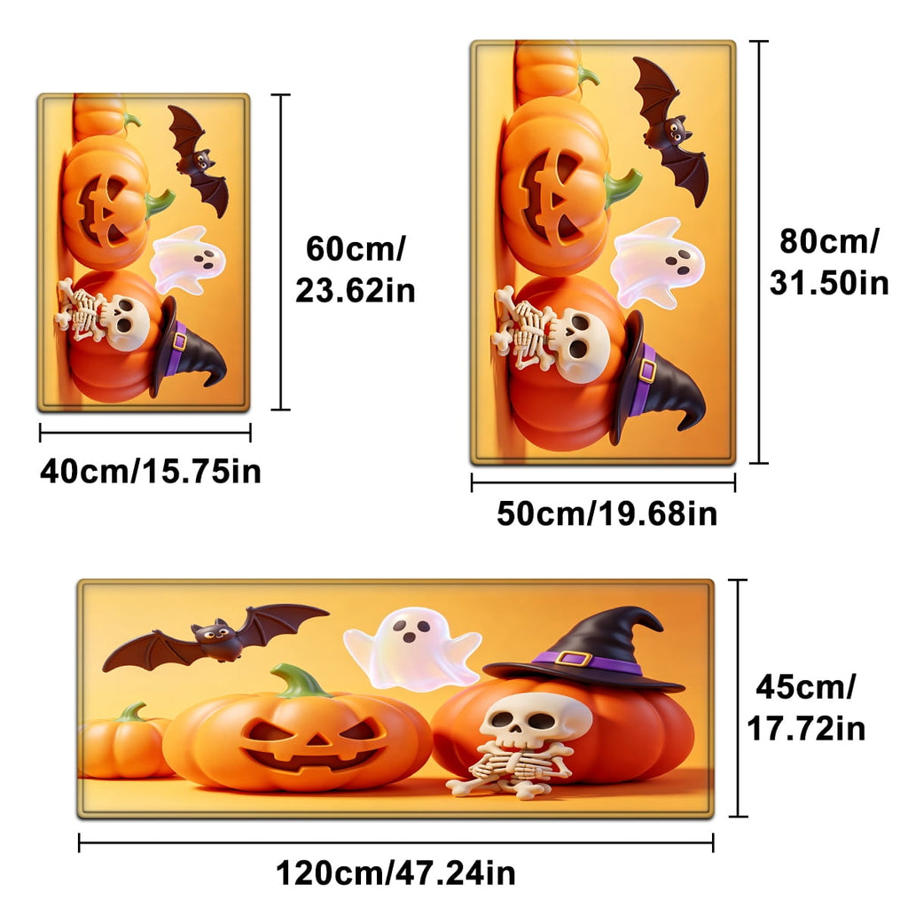 YIMEIS Halloween Pumpkin Lanterns Multi-purpose 1-Piece Flannel Mat and Kitchen Rugs,Soft Non-slip for Home Bedroom Bathroom