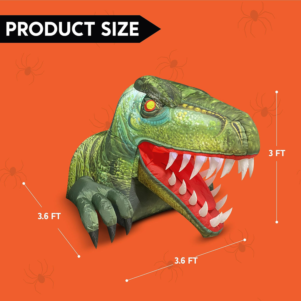 Joyfy 3.6 ft Animated Halloween Inflatable Dinosaur Decoration,Trunk or Treat Car Decorations Kit Dinosaur with Built-in LED Light for Halloween Party Indoor,Outdoor,Yard,Garden Decor