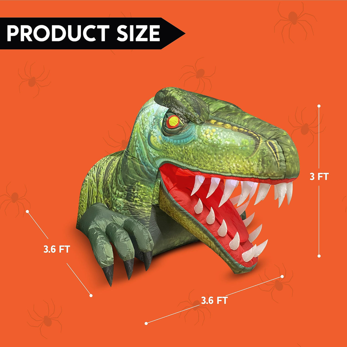 Joyfy 3.6 ft Animated Halloween Inflatable Dinosaur Decoration,Trunk or Treat Car Decorations Kit Dinosaur with Built-in LED Light for Halloween Party Indoor,Outdoor,Yard,Garden Decor