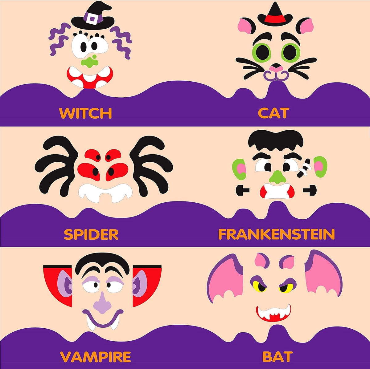 Joyfy 16 Faces Halloween Pumpkin Decorations Stickers Foam Craft Kit, 18 Sheets 16 Designs Halloween Party Favors for Kids, Party Supplies Arts Activities, Jack O Lantern Face Sticker School Gifts