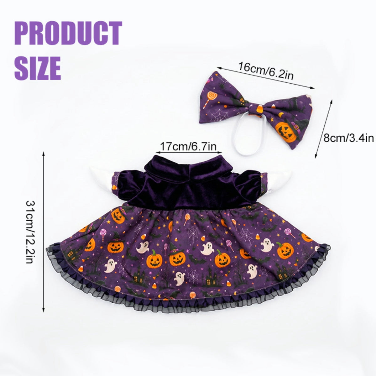 Halloween Garden Porch Decor, Porch Goose Outfits Halloween, 23 Inch Porch Goose Outfits, Witch Dress and Hat Set, Fits 23X11X26 Inch Standing Plush Goose for Front Porch Lawn