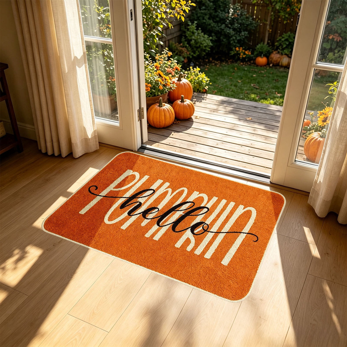 Yhmxh Fall Pumpkin Decorative Door Mat, Autumn Harvest Welcome Entryway Rug, Non‑Slip Absorbent Front Doormat, Seasonal Floor Mat for Indoor Outdoor Halloween Home Decoration 15.7x23.6 Inch