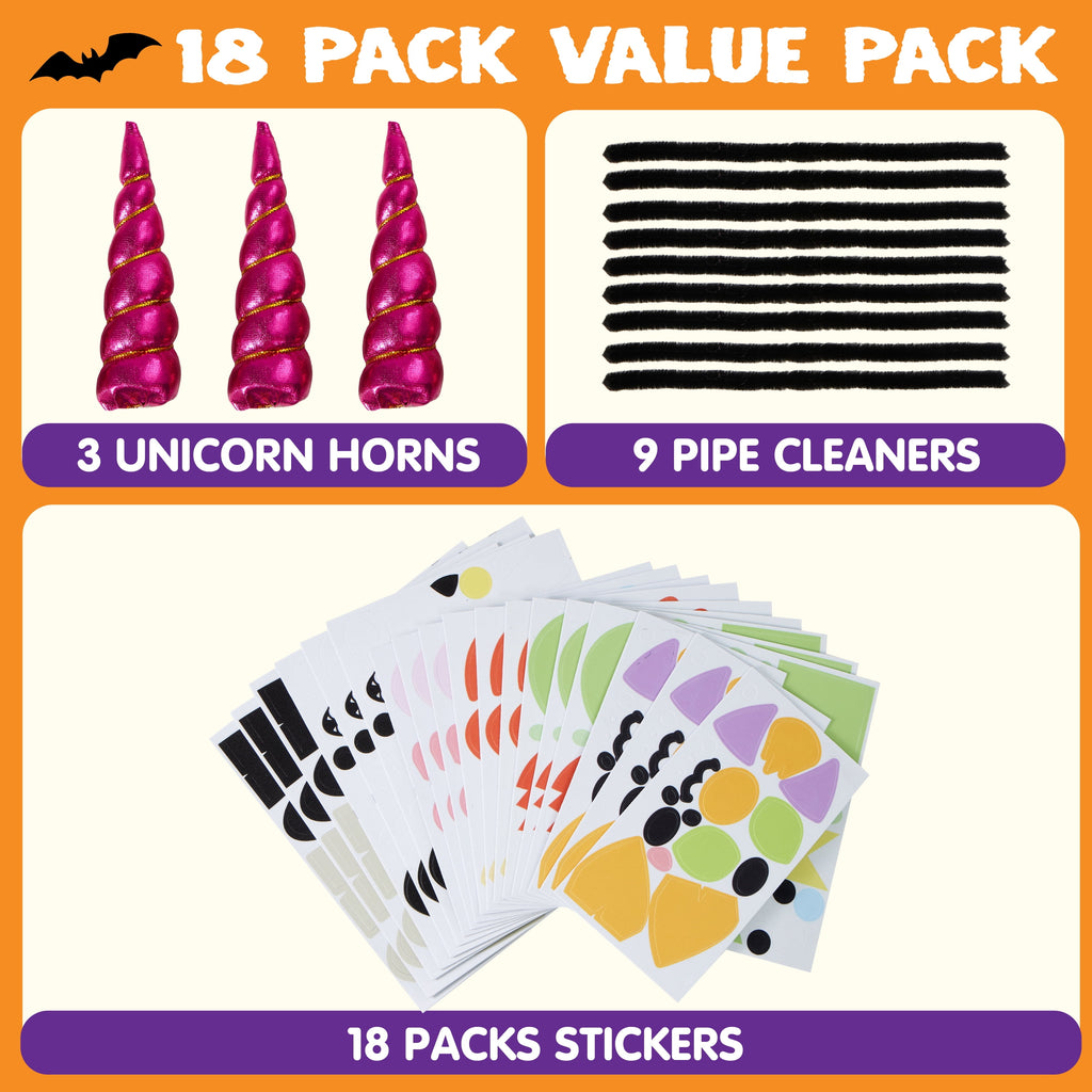 Joyfy 16 Faces Halloween Pumpkin Decorations Stickers Foam Craft Kit, 18 Sheets 16 Designs Halloween Party Favors for Kids, Party Supplies Arts Activities, Jack O Lantern Face Sticker School Gifts