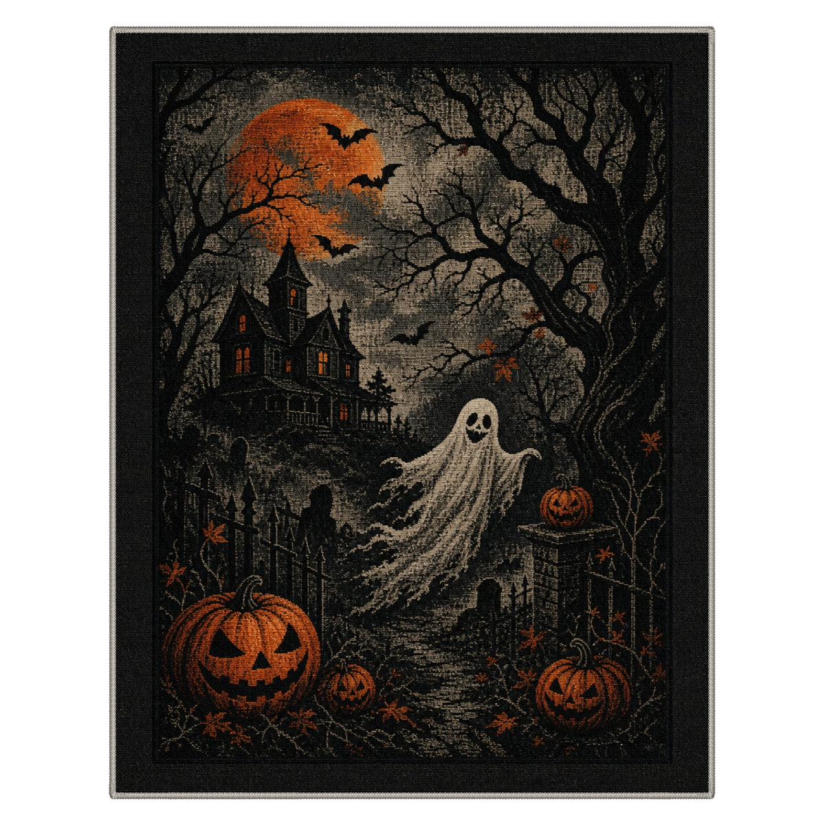 GENIMO 2'x3' Halloween Doormat, Washable Non Slip Soft Whimsical Cat Outdoor Door Mat for Front Door Covered Porch Patio Entryway, Vintage Black