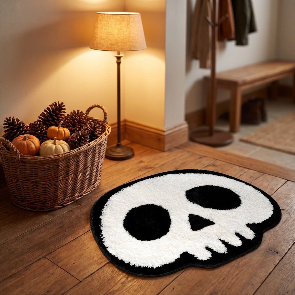 Halloween Decor White Ghost Rug 24x16 inches, Handmade Tufted Fluffy Aesthetic Area Rugs, Cute Soft Cool Non Slip Floor Carpet Bath mat, Living Room, Bathroom, playroom, Kitchen