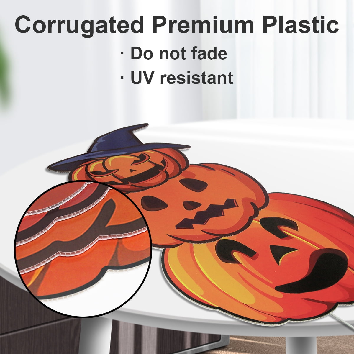 GameXcel Halloween Decorations Outdoor Yard Signs with Stakes, 34.8 in Tall Vertical Pumpkin and Ghost Decor, Weather-Resistant, 2 Count
