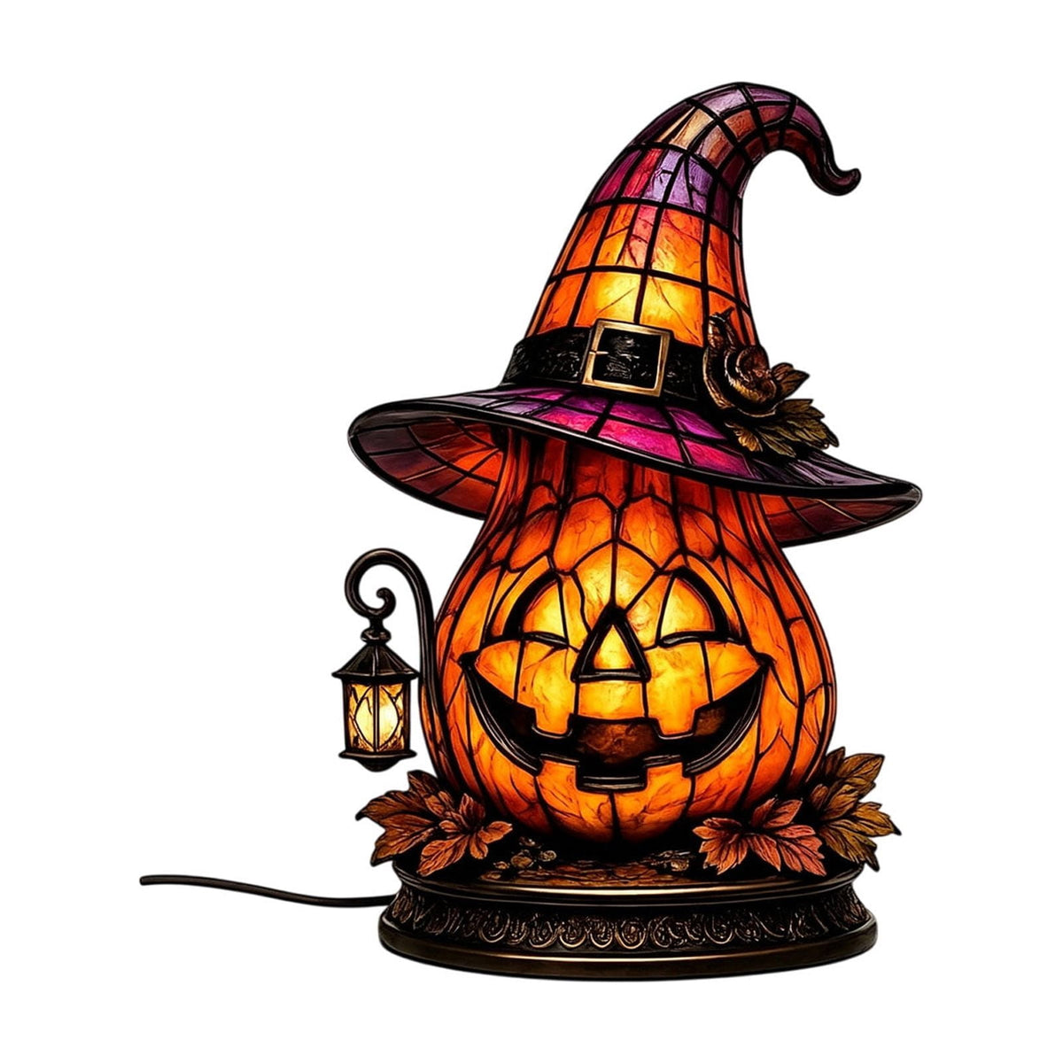 Diceymbol 11.81 Inch Halloween Ghost Night Light, Witch Hat Ghost Lamp with Jack O Lantern, Halloween Decorations Indoor for Table Mantel Party Decor