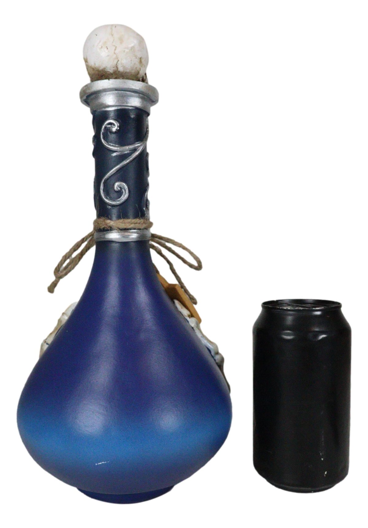 Skeleton Fingers And Skull Blue Decorative Potion Bottle