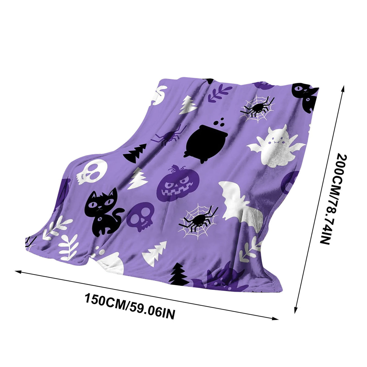 Halloween blanket,Halloween Print Throw Blanket Flannel Soft Cozy Decorative Nap Blanket with Ghost Pumpkin Skull for Office Bedroom Sofa Camping Travel(100x150cm/39x59 Inch),Black
