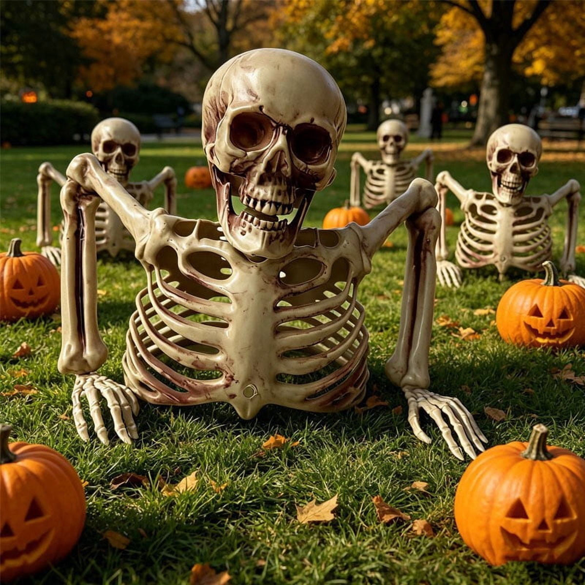 Realistic White Plastic Half Torso Skeleton Tabletop Prop, Detailed Human Half Skeleton Halloween Desktop Decor, Weatherproof Indoor Outdoor Reusable Spooky Party Ornament