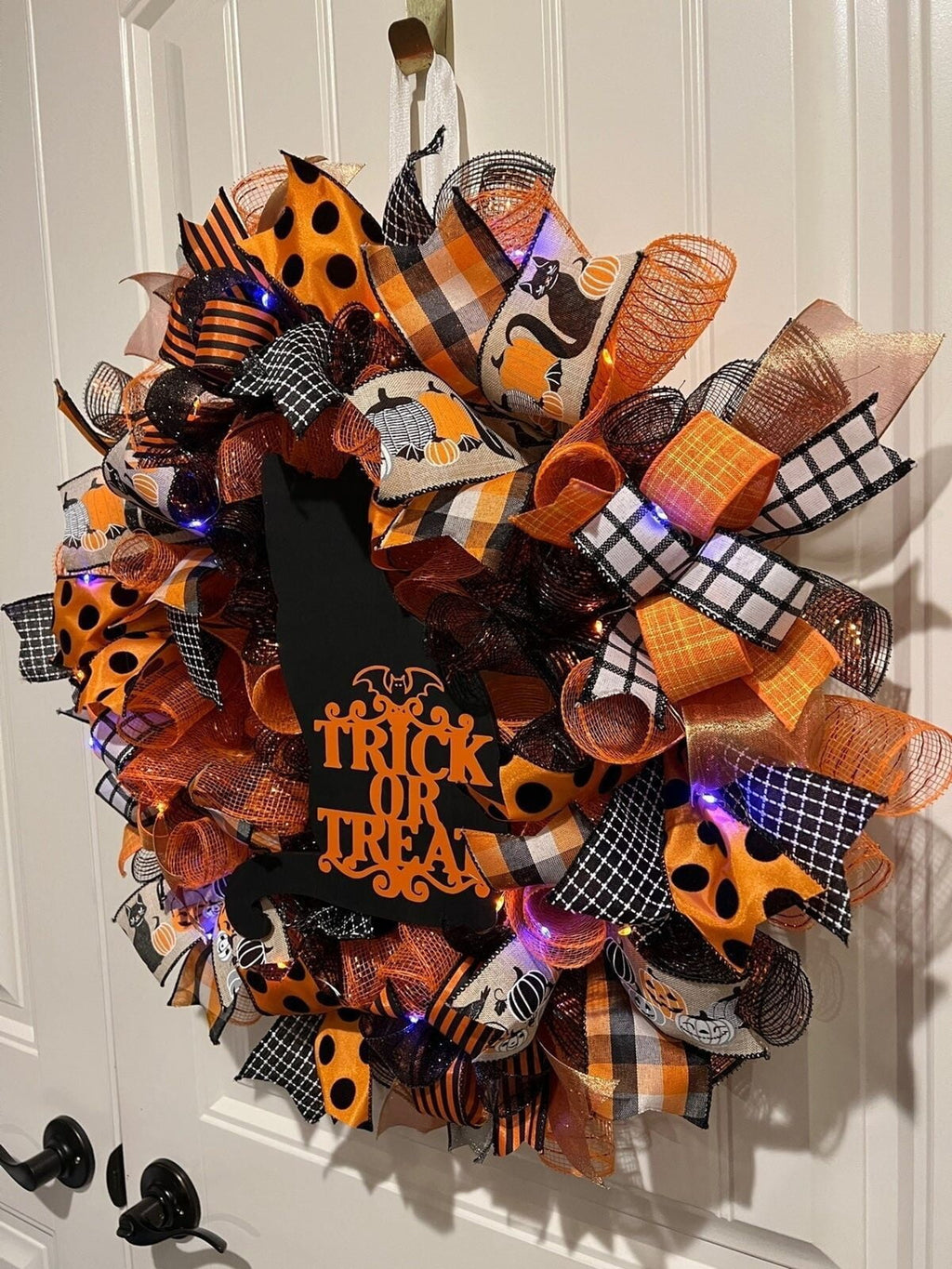 Halloween Decorative Wreath Black Cat Pumpkin Wreath Carnival Trick or Treat Decorative Door Hanging