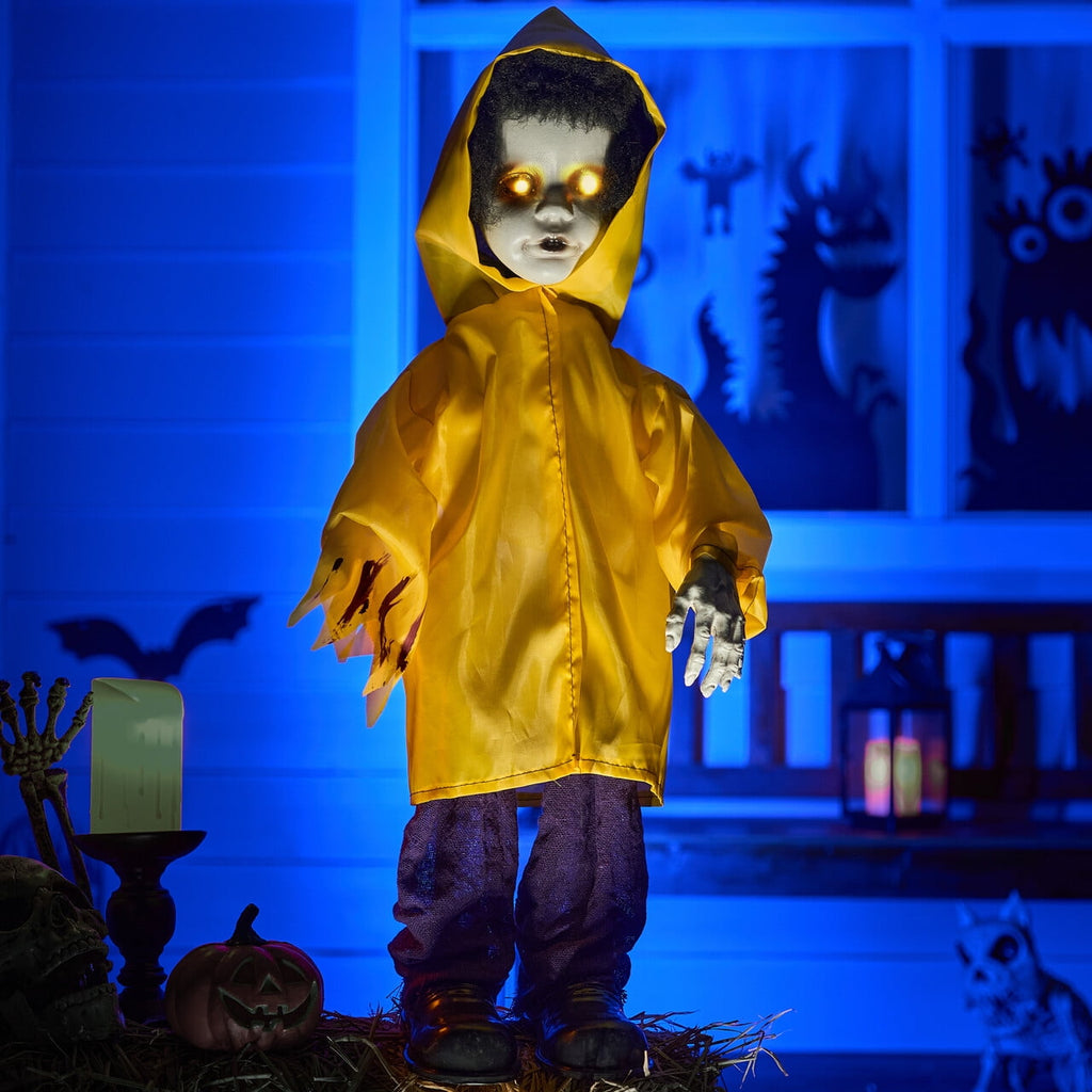 Joyfy Halloween Decorations Outdoor, 72"(6ft) Light Up Animated Scary Decorations Pumpkin Ghost with Sound Activation,Animatronics Pumpkin Decorations for Haunted House Prop Yard Decor