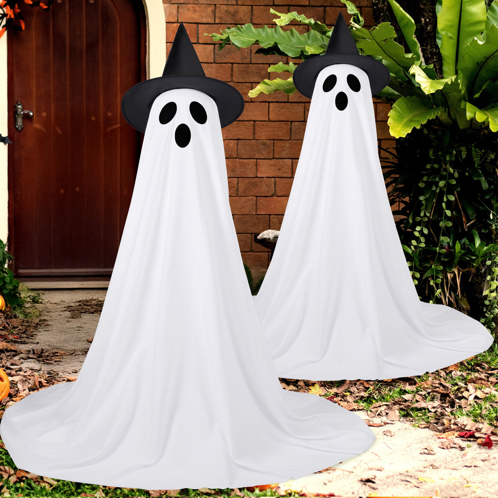 Joyfy 47"Cute Ghost Dog Halloween Decoration Outdoor, Reusable Spooky Standing Dog with Stakes, Soft White Light LED & 6 Hours ON + 18 Hours OFF Timer, Adorable Halloween Decor for Front Porch Yard