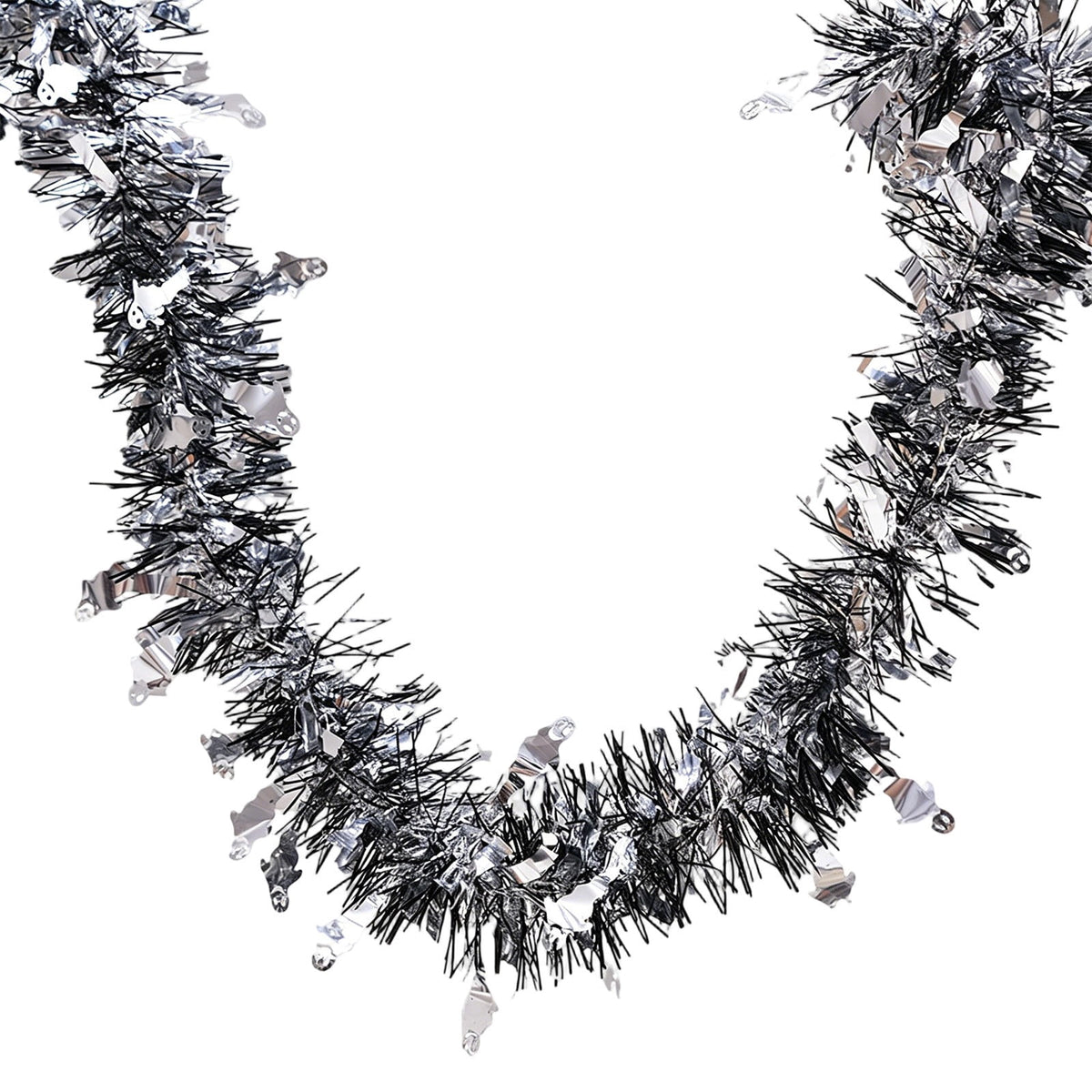 CuiLiyq Halloween Tinsel Garland, 78.7 Inch Black Purple Silver Foil with Bats and Ghosts, Party Decor for Mantel, Staircase, Doorway