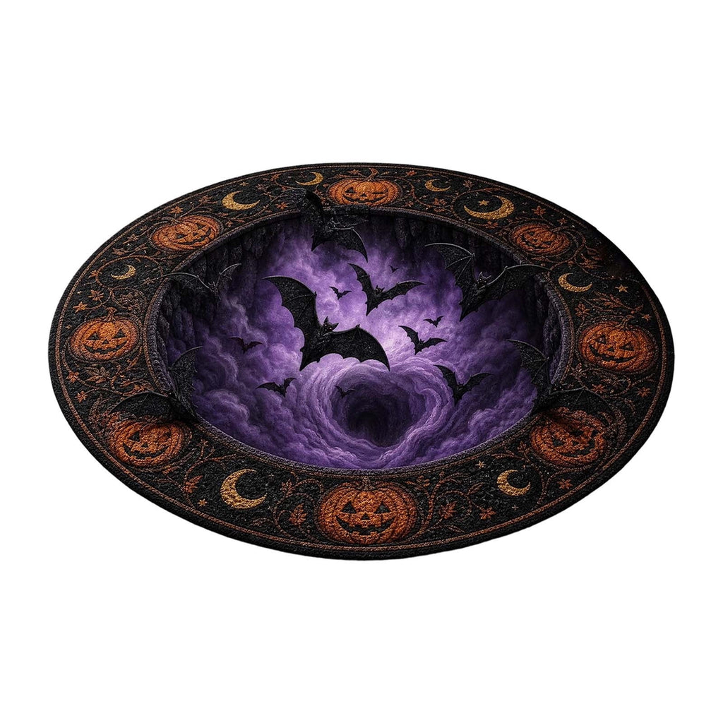 Win s Way 3D Illusion Round Halloween Rug Optical Illusion Doormat Non- Washable Entryway Decor Spooky Fall Front Door Mat for Party Decoration Available in 15.8/23.6/31.5 Inch