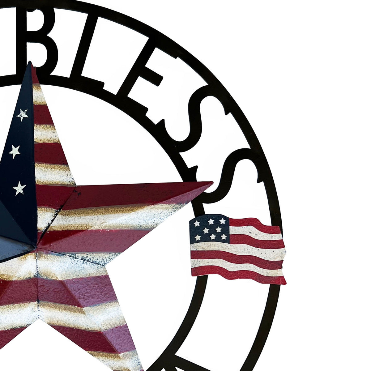 God Bless America Metal Star Hanging Welcome Signs Wall Decor Front Door Wreaths Garden Fence Patio Porch Yard Indoor Outdoor Patriotic Decorations 13''H