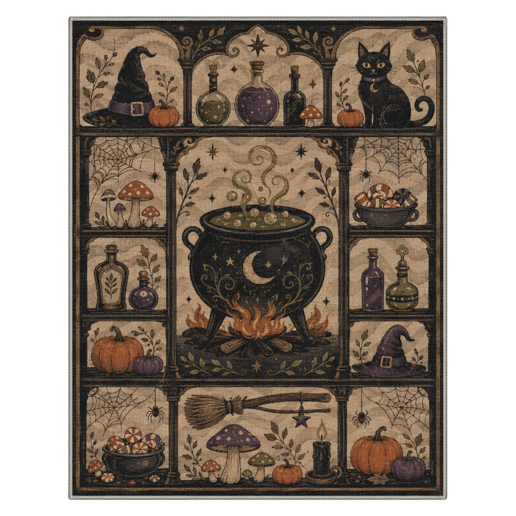 GENIMO 5'x7' Halloween Area Rug for Living Room, Washable Non Slip Soft Vintage Pumpkin Indoor Rug for Bedroom Dining Room Home Office, Antique Moss