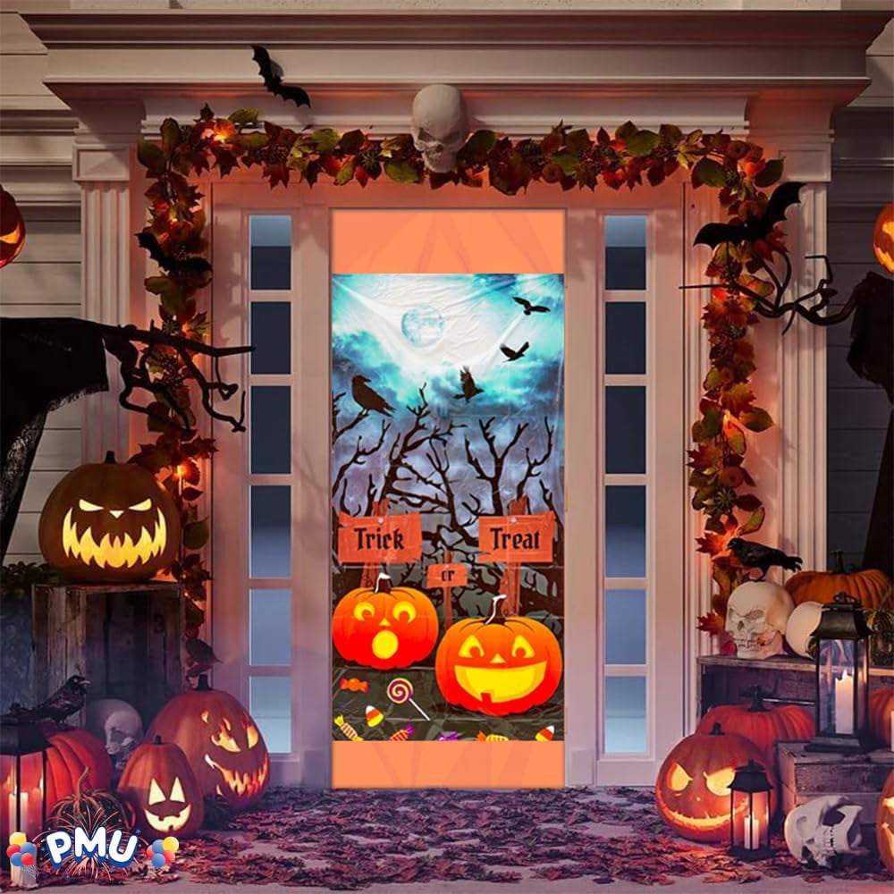 PMU Halloween Bathroom Door Cover, Halloween Decor, Door Decor