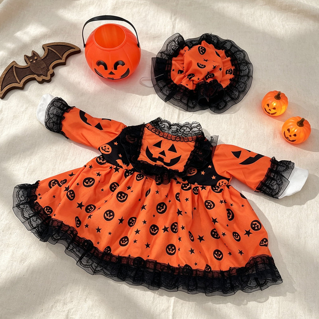 Halloween Ghost Porch Goose Outfit Fits 23 Inch Cement Lawn Goose Statue Pumpkin Face Ghost Costume with Matching Witch Hat for Fall Outdoor Garden Yard Patio Holiday Decor