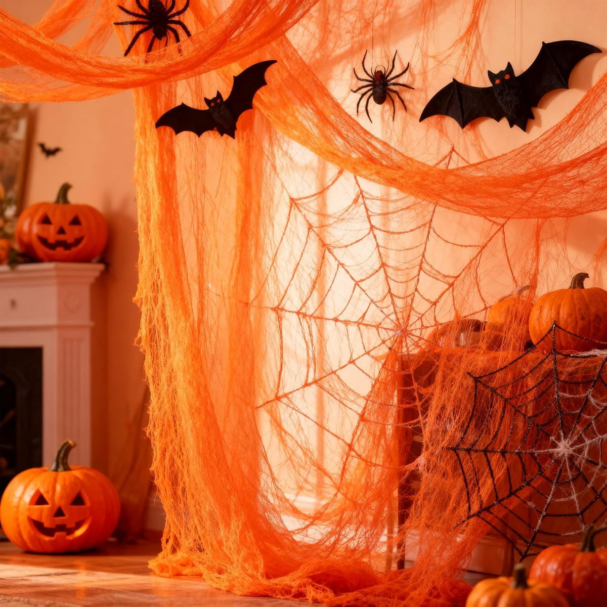 CQHVKQ 5 Pack of Halloween Creepy Gauze Cloth Decoration Set, Indoor Outdoor Black Scary Halloween Gauze Tapestry Decor, Spooky Decorations for Home, Yard, Haunted House & Party Supplies, 72" x 30"