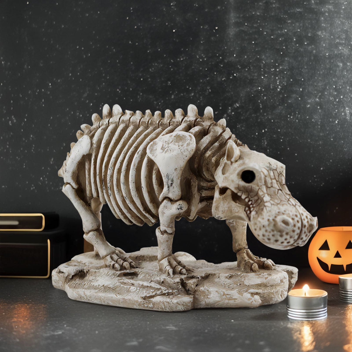 Realistic White Plastic Half Torso Skeleton Tabletop Prop, Detailed Human Half Skeleton Halloween Desktop Decor, Weatherproof Indoor Outdoor Reusable Spooky Party Ornament