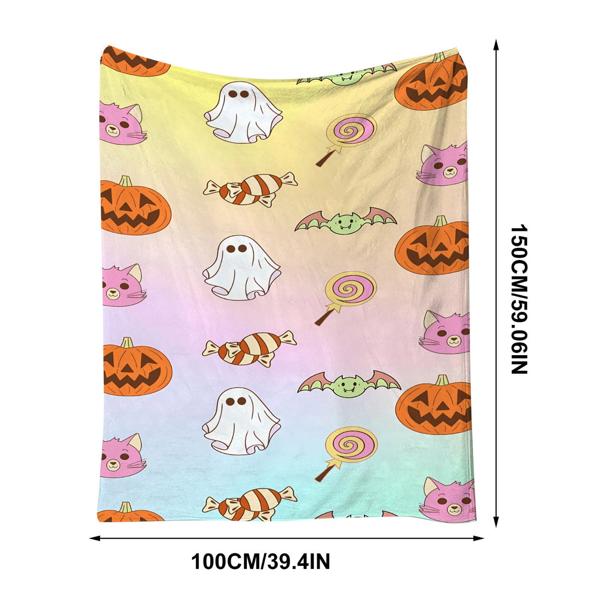 Halloween blanket,Halloween Print Throw Blanket Flannel Soft Cozy Decorative Nap Blanket with Ghost Pumpkin Skull for Office Bedroom Sofa Camping Travel(100x150cm/39x59 Inch),Black