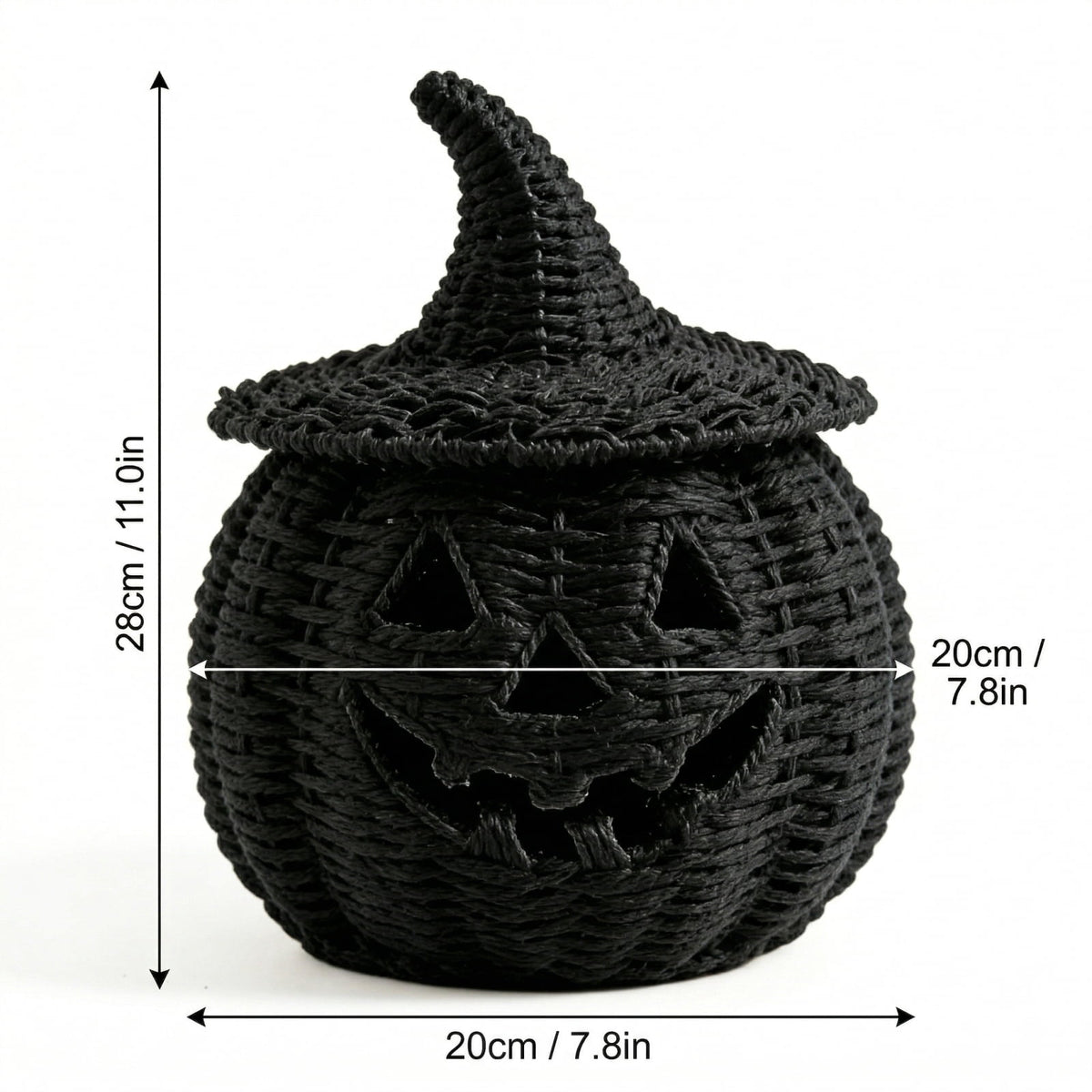THOPBPRK 2026 Black Halloween Woven Pumpkin Jack-O'-Lantern, Halloween Decorations Pumpkin, USE LED Candle, Rattan Fall Halloween Decor for Home, 1Pack 11.8 Inch A