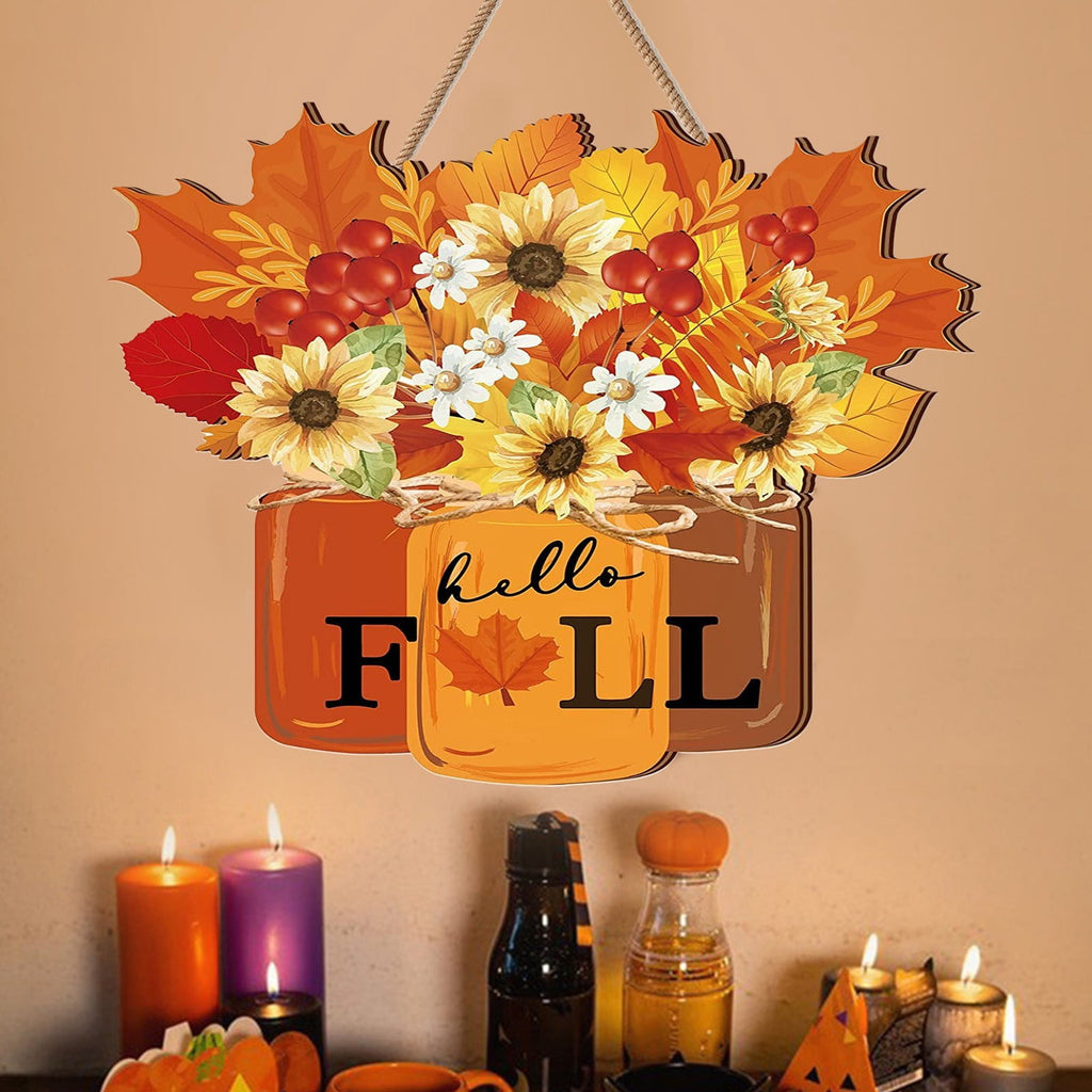 Jierger Halloween Door Decorations Indoors Outdoor Fall Wreaths for The Front Door Fall Leaves Pumpkin Wreaths for Thanksgiving Halloween Home Outdoor Indoor Window Walls Fall Decorations 11.8"x 11.8"