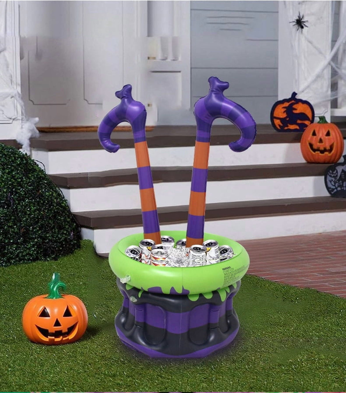 Halloween Inflatable Witch Legs Cauldron Cooler, 50+ Cans Super Capacity Drink Cooler, 40" Halloween Party Decorations for Holiday Party Home Indoor Outdoor Garden Lawn Yard