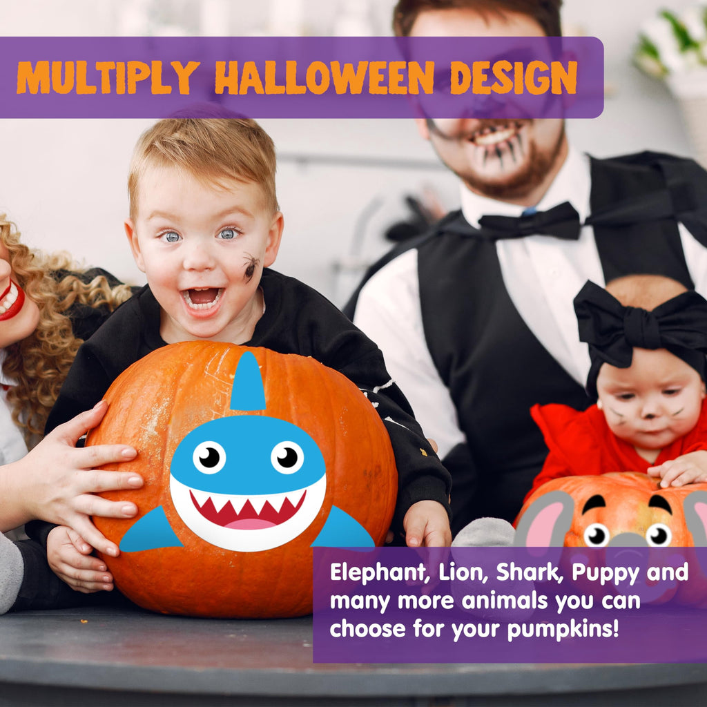 Joyfy 16 Faces Halloween Pumpkin Decorations Stickers Foam Craft Kit, 18 Sheets 16 Designs Halloween Party Favors for Kids, Party Supplies Arts Activities, Jack O Lantern Face Sticker School Gifts