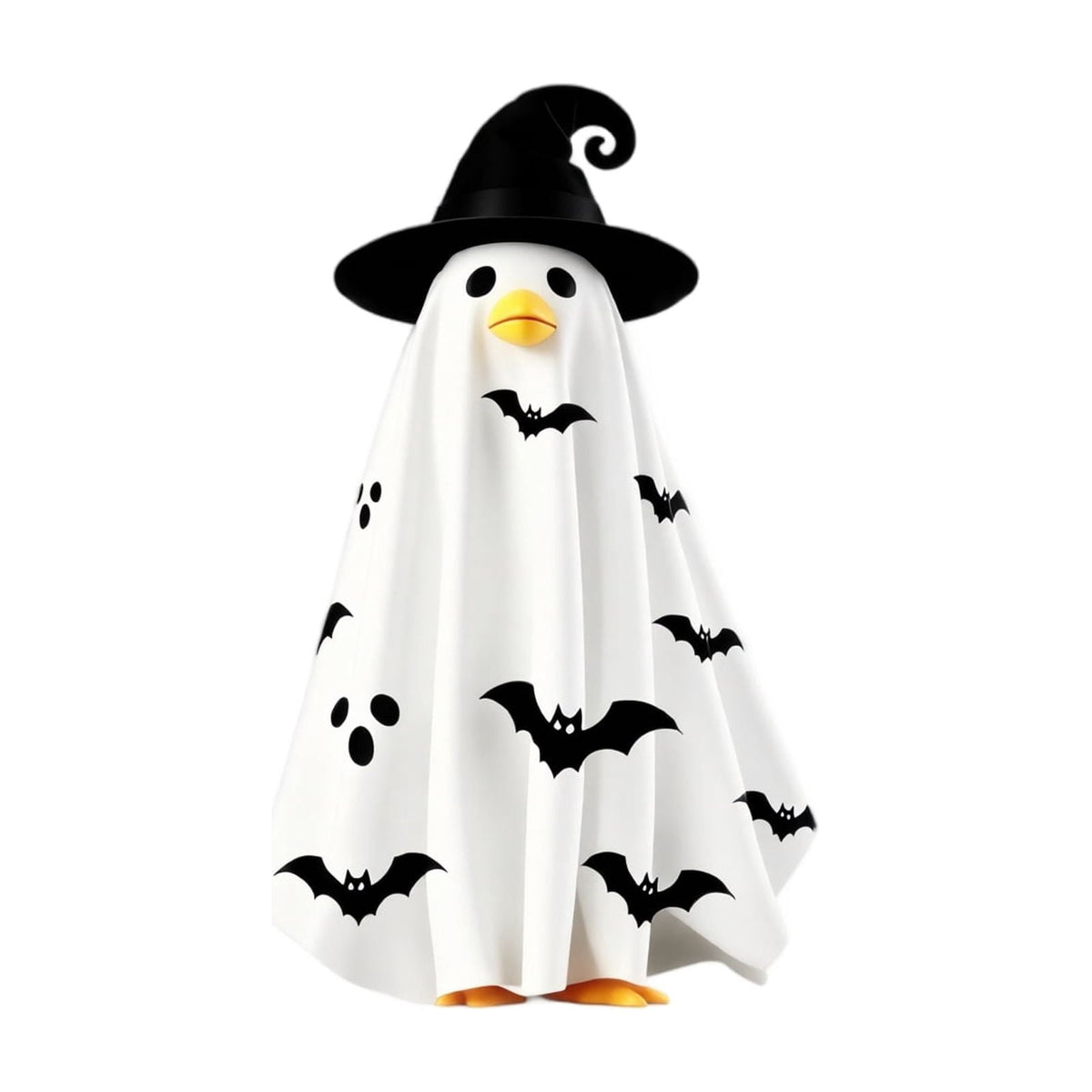 Halloween Ghost Porch Goose Outfit Fits 23 Inch Cement Lawn Goose Statue Pumpkin Face Ghost Costume with Matching Witch Hat for Fall Outdoor Garden Yard Patio Holiday Decor