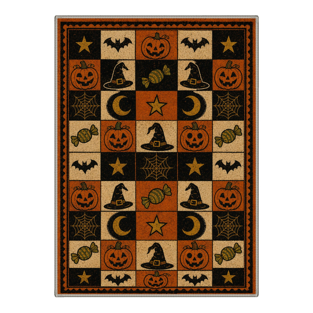 GENIMO 2'x3' Halloween Doormat, Washable Non Slip Soft Gothic Castle Outdoor Door Mat for Front Door Covered Porch Patio Entryway, Antique Gold