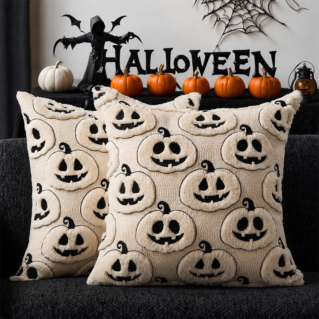 Cute Reading Ghost Plush Throw Pillow, Halloween Book & Pumpkin Bucket Ghost Stuffed Cushion, Spooky Season Decorative Pillow, for Sofa, Bedroom, Party Decor