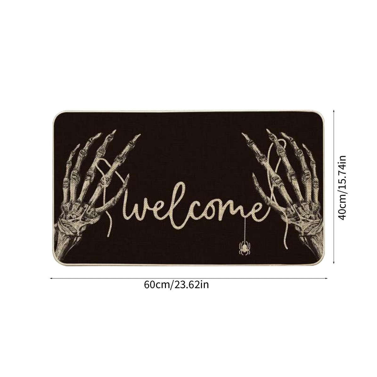 Orange Plaid Fall Outdoor Mat, Hand-Woven Porch Rug for Thanksgiving Halloween Door Decor
