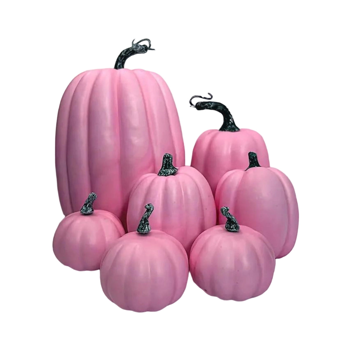 7 Pc Artificial Pumpkin Set Fall Halloween Decor, Rustic Harvest Thanksgiving Table Centerpiece for Home Farmhouse Kitchen Display