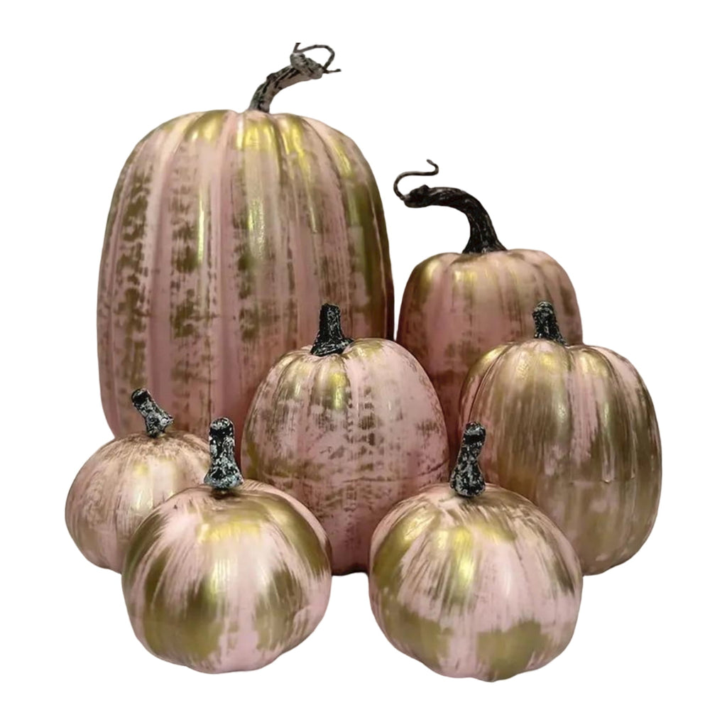 7 Pc Artificial Pumpkin Set Fall Halloween Decor, Rustic Harvest Thanksgiving Table Centerpiece for Home Farmhouse Kitchen Display