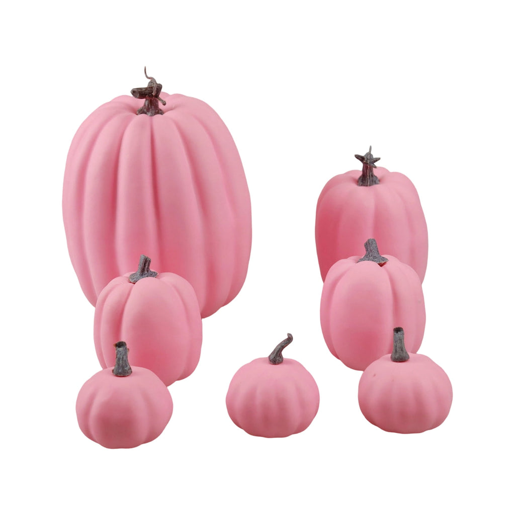 7 Pc Artificial Pumpkin Set Fall Halloween Decor, Rustic Harvest Thanksgiving Table Centerpiece for Home Farmhouse Kitchen Display