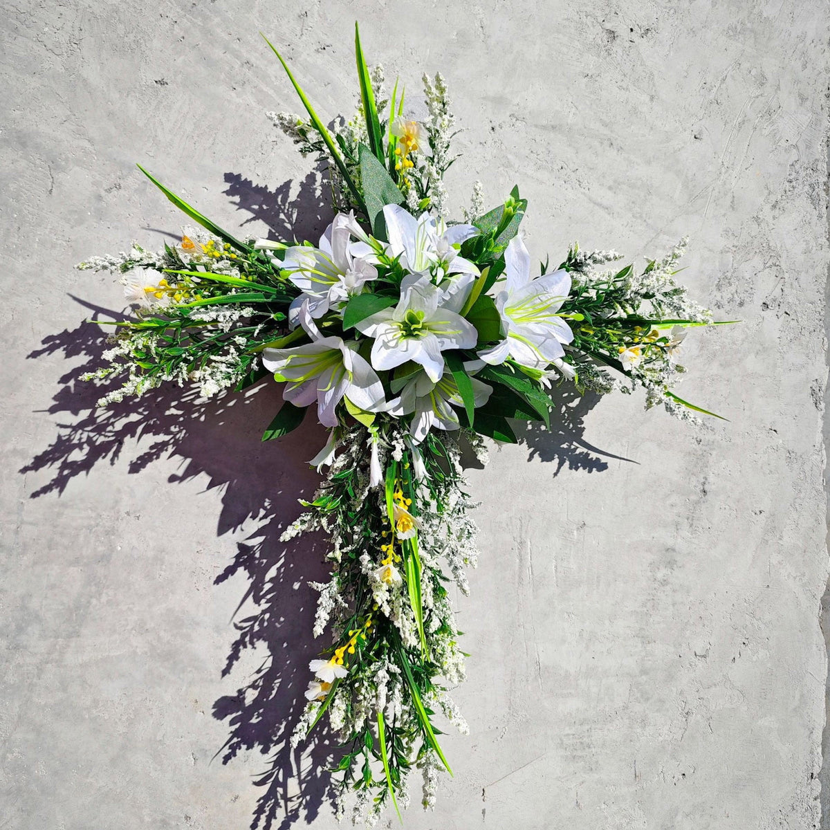 XEOVHV Easter Front Door Wreath Cross, 19.7 inch Easter Cross Wreath, Rustic Farmhouse Easter Decorations Sign Hanging Cross Wedding Floral Pastel Patio Summer Outside Decor