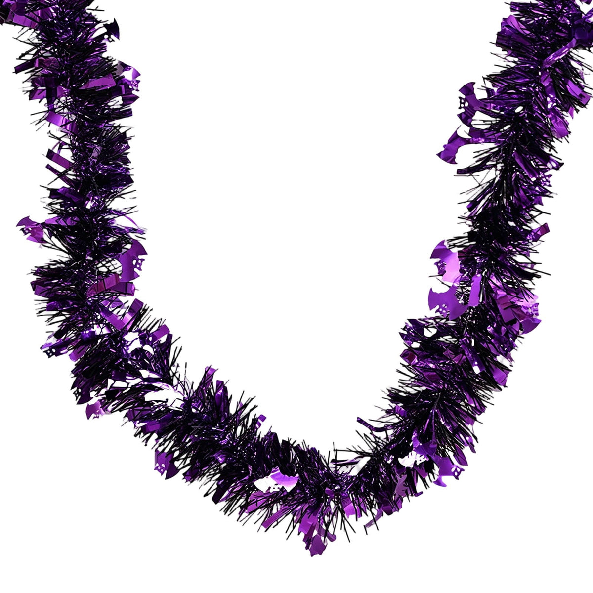 CuiLiyq Halloween Tinsel Garland, 78.7 Inch Black Purple Silver Foil with Bats and Ghosts, Party Decor for Mantel, Staircase, Doorway
